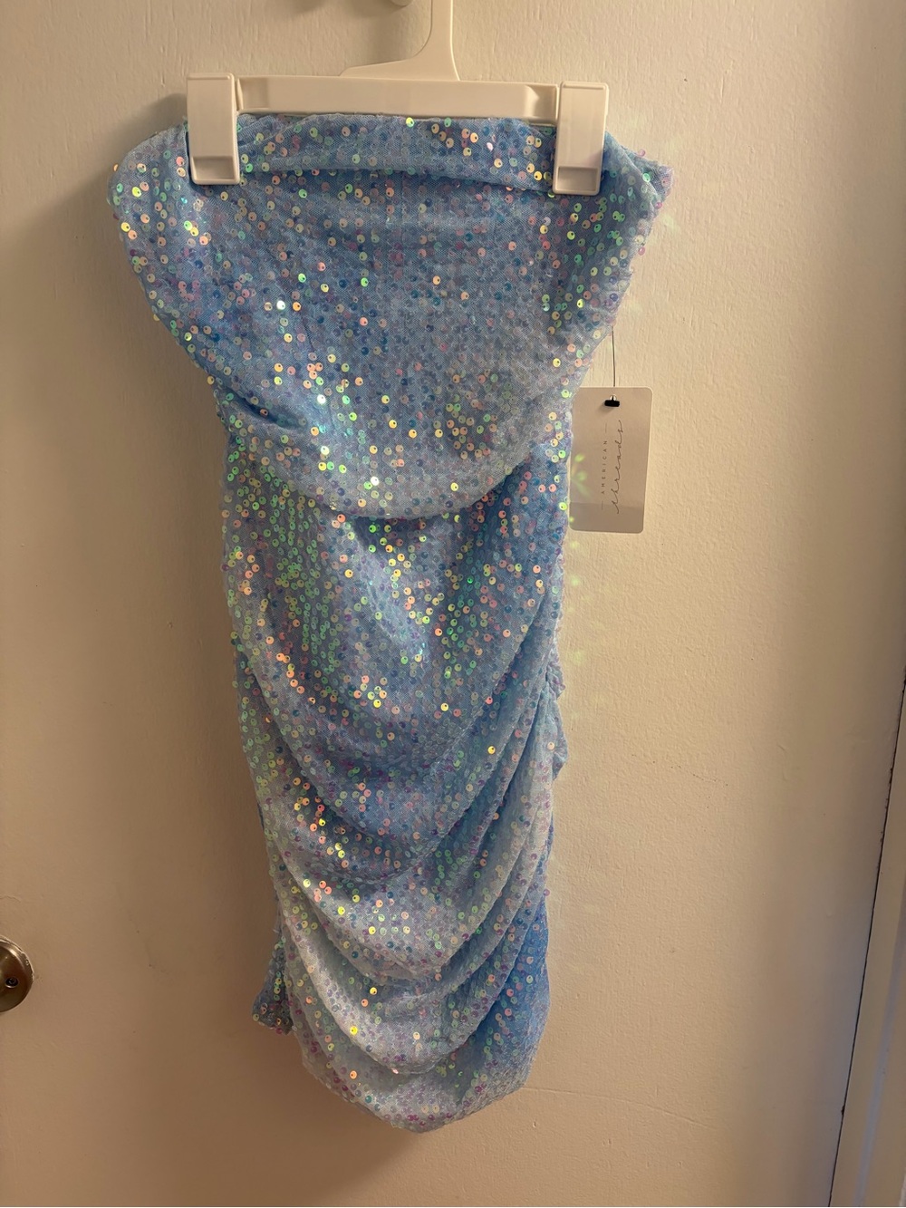 NWT American Threads Iridescent Light Blue Sequin Mini homecoming feminine dress